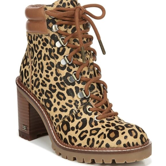 SAM EDELMAN Sade Genuine Calf Hair Lace-Up Boot - Picture 1 of 11